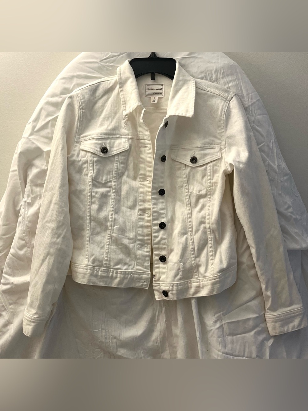 Melrose and Market White Denim Jacket with Button Front
